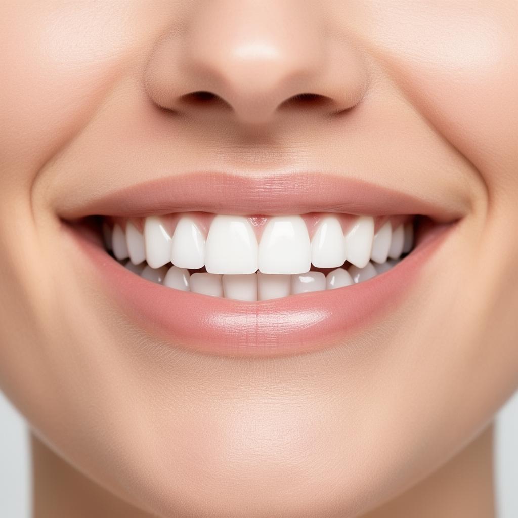 Bright white smile after cosmetic dental treatment
