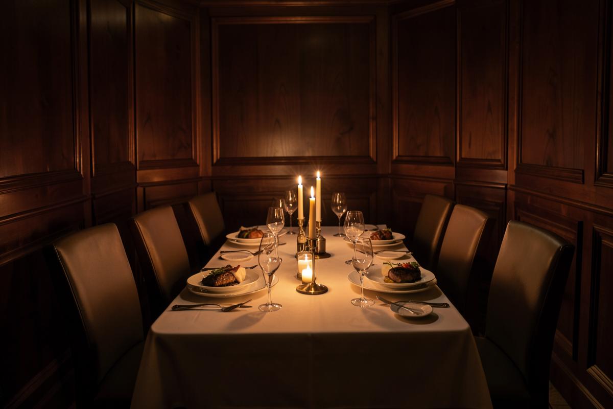 Private dining room set for an event