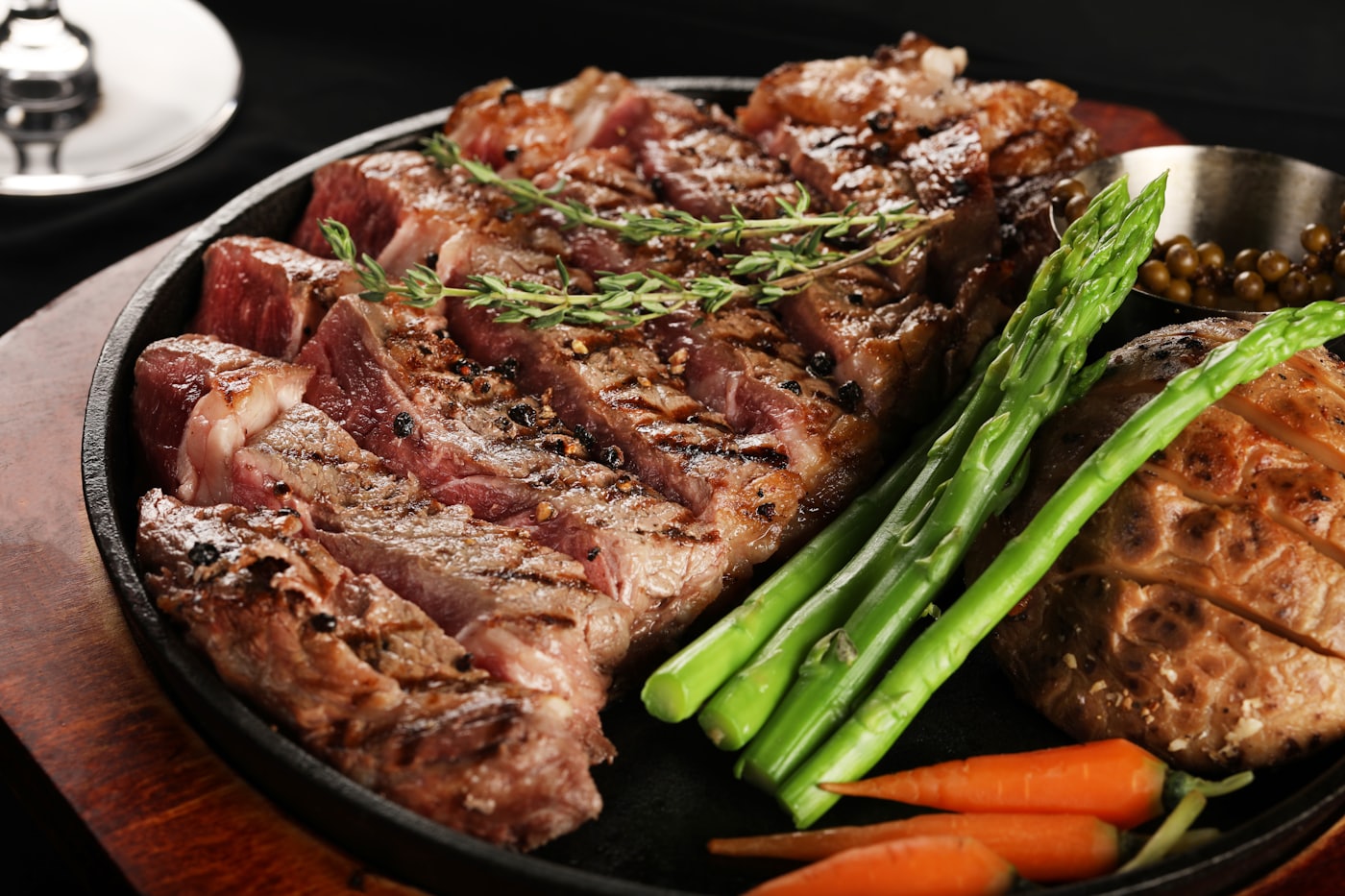 Dry-aged ribeye steak on a plate