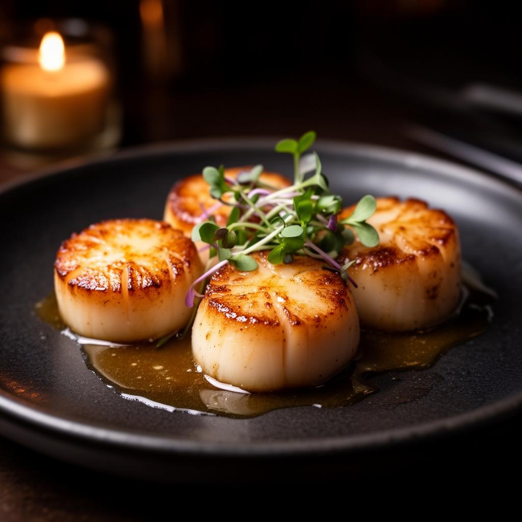 Seared scallops with herbs