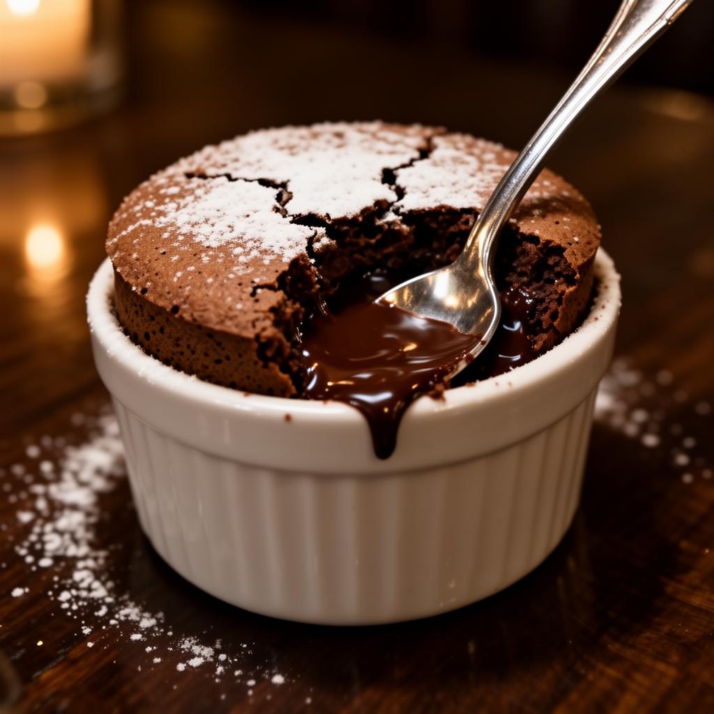 Chocolate souffle dessert.