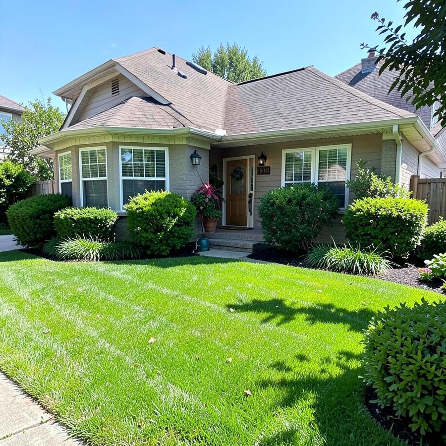 Freshly mowed lawn with crisp edging